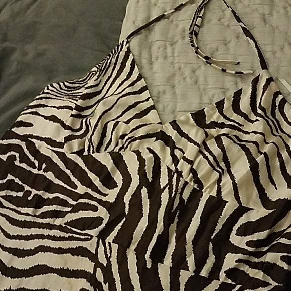 Animal Print Brown and Cream Halter Dress - Picture 4 of 6